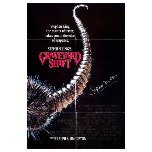 875. Cast-Autographed Full-Bleed One Sheet (27" x 41") Signed by Stephen Macht (JSA COA); International Style; Very Fine- Folded ### STEPHEN KING'S GRAVEYARD SHIFT (1990)