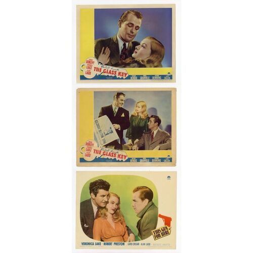 889. Lobby Cards (3) (11" x 14"); Fine ### THE GLASS KEY / THIS GUN FOR HIRE (1942)