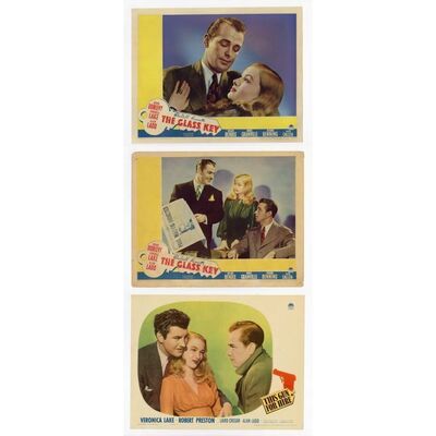 889. Lobby Cards (3) (11" x 14"); Fine ### THE GLASS KEY / THIS GUN FOR HIRE (1942)
