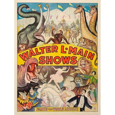 914. Circus Poster (30" x 40"); Good on Linen ### WALTER L. MAIN SHOWS (1890s)