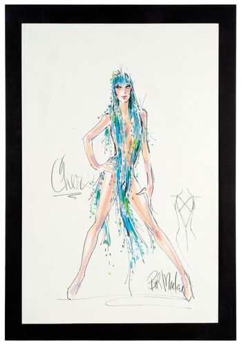 Lot #10: Hand-Drawn Bob Mackie Dress and Headdress Take Me Home Costume Design Illustration for Cher's 2008 Las Vegas Residency ### CHER, TAKE ME HOME PERFORMANCE (2008)