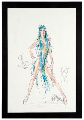 Lot #10: Hand-Drawn Bob Mackie Dress and Headdress Take Me Home Costume Design Illustration for Cher's 2008 Las Vegas Residency ### CHER, TAKE ME HOME PERFORMANCE (2008)