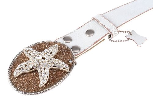 Lot #25: Jodi's Jems Signature Rhinestone Starfish Belt Buckle and Belt