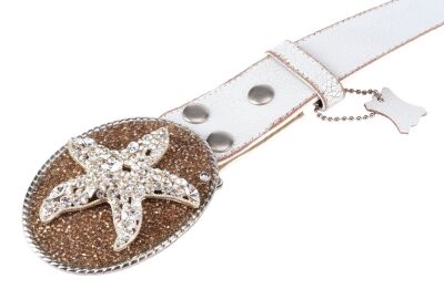 Lot #25: Jodi's Jems Signature Rhinestone Starfish Belt Buckle and Belt