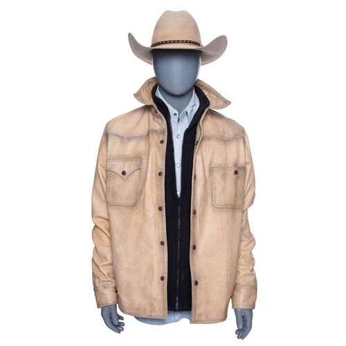 Lot #55: John Dutton's Screen-Matched Cowboy Hat with Leather Jacket, Yellowstone Vest and Western Shirt ### YELLOWSTONE (2018-2024)