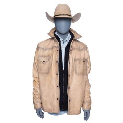 Lot #55: John Dutton's Screen-Matched Cowboy Hat with Leather Jacket, Yellowstone Vest and Western Shirt ### YELLOWSTONE (2018-2024)