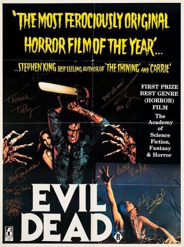 139. Key Cast and Crew-Autographed Australian One Sheet (28" x 37") Signed by director Sam Raimi, Bruce Campbell and 5 more! (JSA COA); Very Fine Folded ### THE EVIL DEAD (1983)