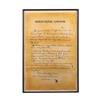 24. Marty McFly's (Michael J. Fox) Framed Oversized Western Union Letter ### BACK TO THE FUTURE PART II (1989)