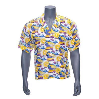 26. Doc Emmett Brown's (Christopher Lloyd) Trains-and-Cowboys-Patterned Hawaiian Shirt Prototype ### BACK TO THE FUTURE PART II (1989)