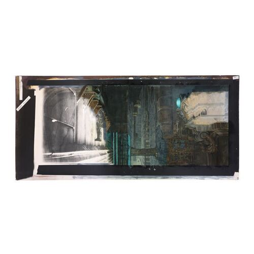 47. Matthew Yuricich Collection: Hand-Painted Matthew Yuricich Deckard Hangs from Roof Sequence "The Canyon" Eye-Level Matte Painting ### BLADE RUNNER (1982)