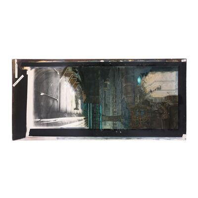 47. Matthew Yuricich Collection: Hand-Painted Matthew Yuricich Deckard Hangs from Roof Sequence "The Canyon" Eye-Level Matte Painting ### BLADE RUNNER (1982)