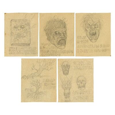116. Set of Five Hand-Illustrated Tom Sullivan Necronomicon Ex-Mortis Pages Master Artworks ### EVIL DEAD II (1987)