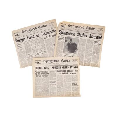 250. Set of Three Freddy Krueger (Robert Englund) Springwood Gazette Newspapers ### A NIGHTMARE ON ELM STREET, PART 2: FREDDY'S REVENGE (1985)