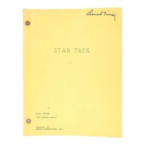 318. Leonard Nimoy's Autographed, Annotated, and Bound "The Deadly Years" First Draft Script ### STAR TREK: THE ORIGINAL SERIES (T.V. SERIES, 1966-1969)
