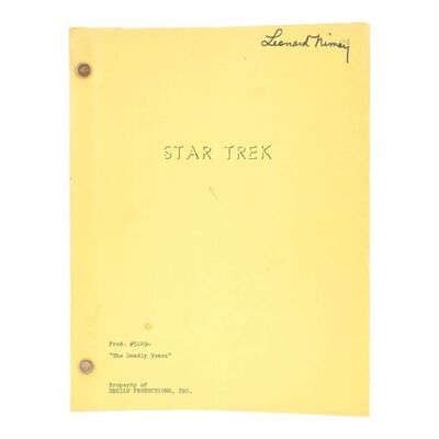 318. Leonard Nimoy's Autographed, Annotated, and Bound "The Deadly Years" First Draft Script ### STAR TREK: THE ORIGINAL SERIES (T.V. SERIES, 1966-1969)