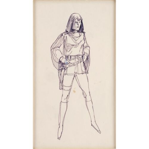 343. Framed Hand-Drawn Ralph McQuarrie Princess Leia (Carrie Fisher) Costume Concept Sketch ### STAR WARS: A NEW HOPE (1977)
