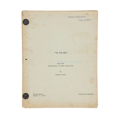 352. Norman Reynolds' Hand-Annotated and Highlighted Third Draft Script ### STAR WARS: A NEW HOPE (1977)