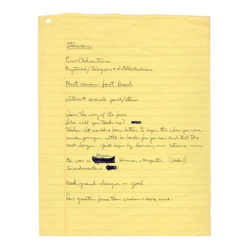 357. George Lucas' Handwritten Story Development Notes Page ### STAR WARS: A NEW HOPE (1977)