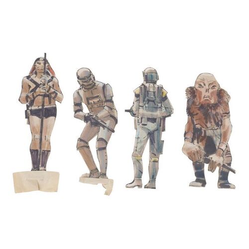 377. Gerard Bourke Collection: Set of Four Villains Hand-Illustrated Art Department Character Cutouts ### STAR WARS: RETURN OF THE JEDI (1983)