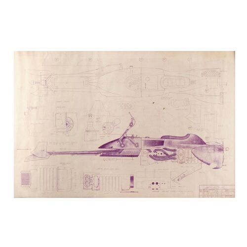 379. Framed Hand-Marked Michael Fulmer Speeder Bike Blueprint ### STAR WARS: RETURN OF THE JEDI (1983)
