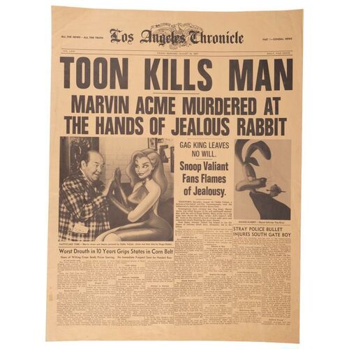 442. Toon Kills Man Los Angeles Chronicle Newspaper Cover ### WHO FRAMED ROGER RABBIT (1988)