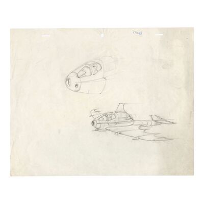518. Hand-Drawn Derek Meddings Batwing Concept Sketch ### BATMAN (1989)