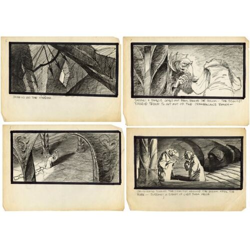 600. Gerard Bourke Collection: Set of Four Hand-Drawn Annotated Mike Ploog Storyboards ### THE DARK CRYSTAL (1982)