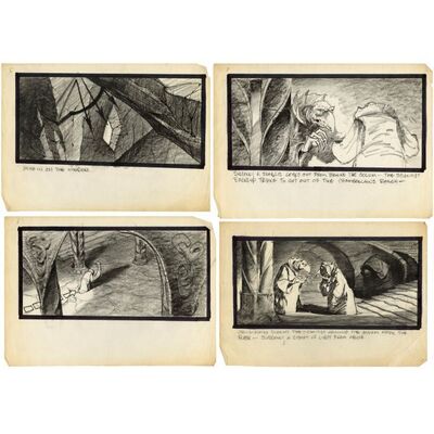 600. Gerard Bourke Collection: Set of Four Hand-Drawn Annotated Mike Ploog Storyboards ### THE DARK CRYSTAL (1982)