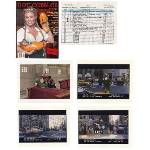 650. Set of Four Buddy (Will Ferrell) Behind-the-Scenes Stills with Hot Cobbler Magazine and Production Paperwork ### ELF (2003)
