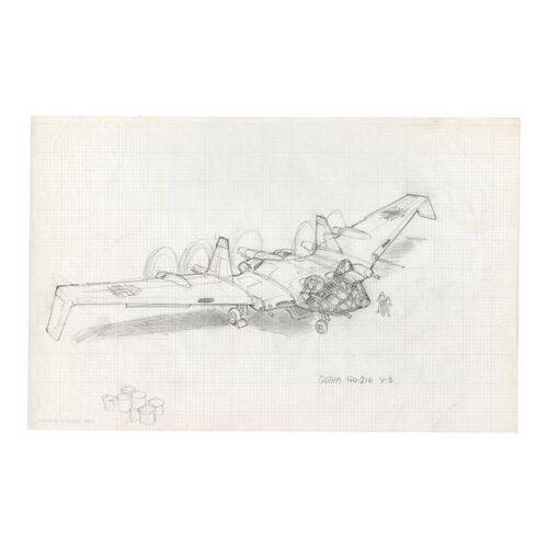 801. Hand-Drawn Ron Cobb Flying Wing Concept Sketch ### INDIANA JONES AND THE RAIDERS OF THE LOST ARK (1981)
