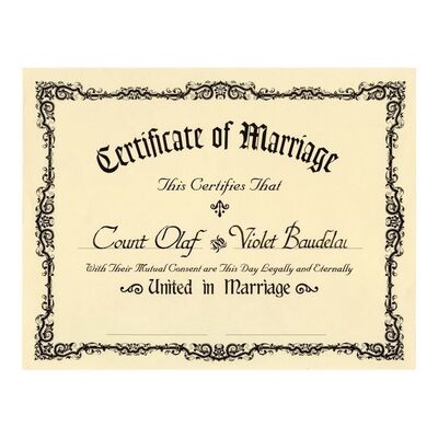 879. Count Olaf's (Jim Carrey) and Violet Baudelaire's (Emily Browning) Incomplete Marriage Certificate ### LEMONY SNICKET'S A SERIES OF UNFORTUNATE EVENTS (2004)
