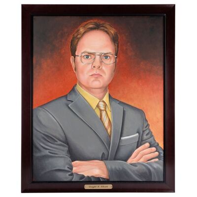 968. Screen-Matched Framed Hand-Painted Dwight Schrute (Rainn Wilson) "Dwight K. Schrute, (Acting) Manager" Portrait ### THE OFFICE (T.V. SERIES, 2005-2013)