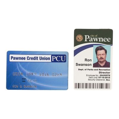 977. Ron Swanson's (Nick Offerman) City of Pawnee ID and Credit Card ### PARKS AND RECREATION (2009-2015)