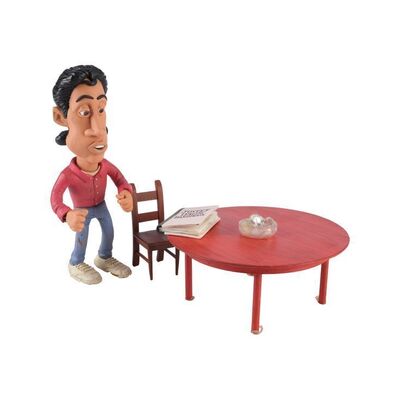 1056. Will Vinton Studios Jerry Seinfeld (Jerry Seinfeld) Puppet with Justice League Handbook Model Miniature ### SEINFELD (1989-1998)