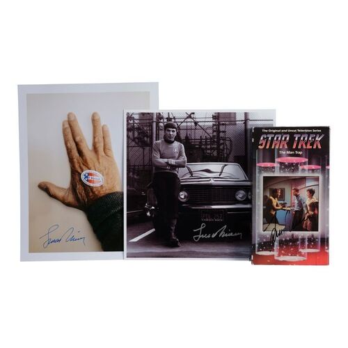 1098. Leonard Nimoy Collection: Pair of Autographed Photos and VHS Tape ### LEONARD NIMOY