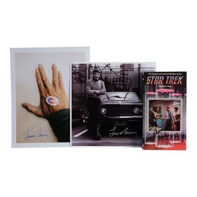 1098. Leonard Nimoy Collection: Pair of Autographed Photos and VHS Tape ### LEONARD NIMOY