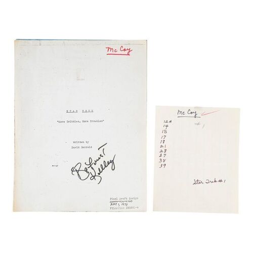 1116. DeForest Kelley's Autographed Personal "More Tribbles, More Troubles" Final Draft Script ### STAR TREK: THE ANIMATED SERIES (1973-1974)