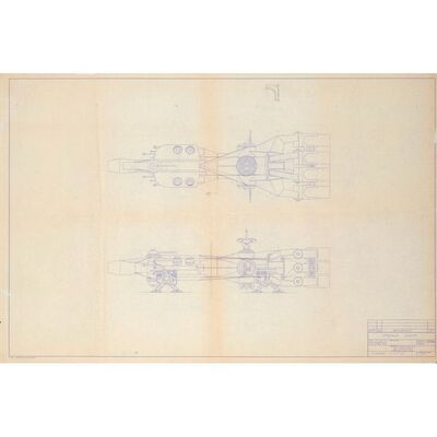 1165. Matted Printed Joe Johnston Pirate Ship (Millennium Falcon) Production Dyeline ### STAR WARS: A NEW HOPE (1977)