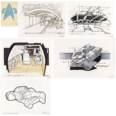 1128. Set of Four Hand-Drawn Tim Earls Concept Sketches with Starfleet Survival Guide Sketch ### STAR TREK: VOYAGER (T.V. SERIES, 1995-2001)