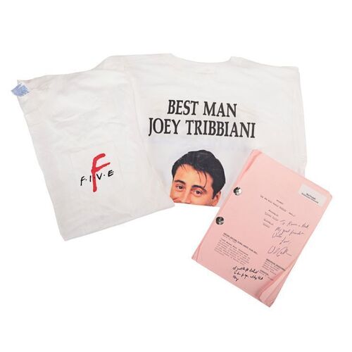 125. Autographed and Annotated "The One With Ross's Wedding" Scripts, "Ross Geller Bachelor Bash 1998" T-Shirt and Crew T-Shirt ### FRIENDS (TV SERIES, 1994-2004)
