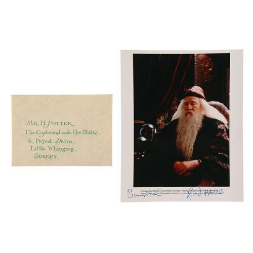 152. Harry Potter (Daniel Radcliffe) Hogwarts Acceptance Letter Envelope and Autographed Richard Harris Photograph ### HARRY POTTER AND THE PHILOSOPHER'S STONE (2001)