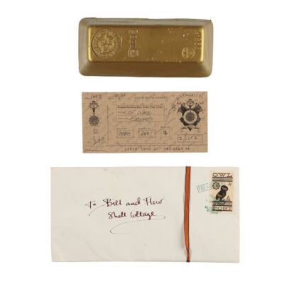 170. Bill (Domhnall Gleeson) and Fleur (Clemence Poesy) Letter, Gringotts Gold Bar and Gringotts Bank Cheque ### HARRY POTTER SERIES (2001 - 2011)
