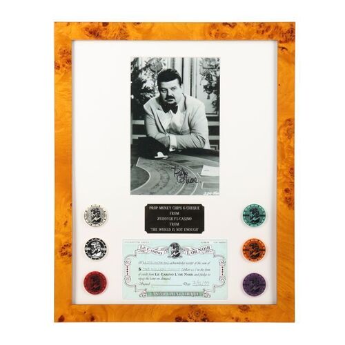 209. Autographed Robbie Coltrane Photograph, Elektra King's (Sophie Marceau) Cheque and Casino Chips Display ### JAMES BOND: THE WORLD IS NOT ENOUGH (1999)
