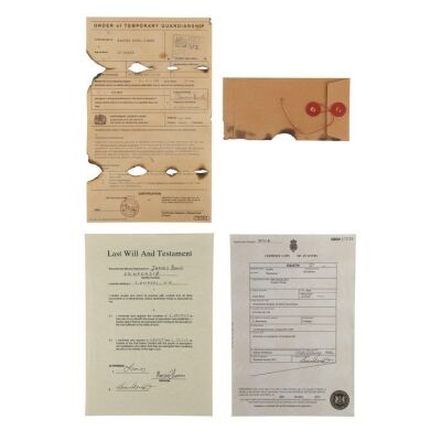 217. James Bond's (Daniel Craig) Burnt Guardianship Document, Death Certificate, and Last Will and Testament ### JAMES BOND: SPECTRE (2015)