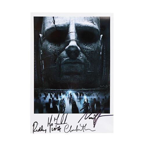 309. Ridley Scott, Michael Fassbender, Noomi Rapace and Charlize Theron Autographed Poster Print ### PROMETHEUS (2012)