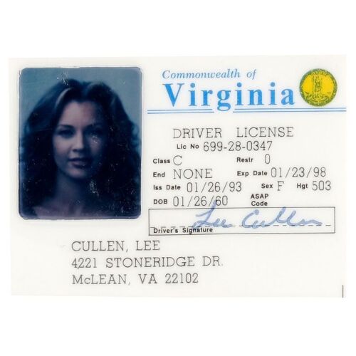 127. Lee Cullen's (Vanessa Williams) Production-Made Driver License ### ERASER (1996)