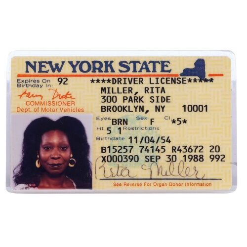 166. Oda Mae Brown's (Whoopi Goldberg) Production-Made "Rita Miller" Driver's License ### GHOST (1990)