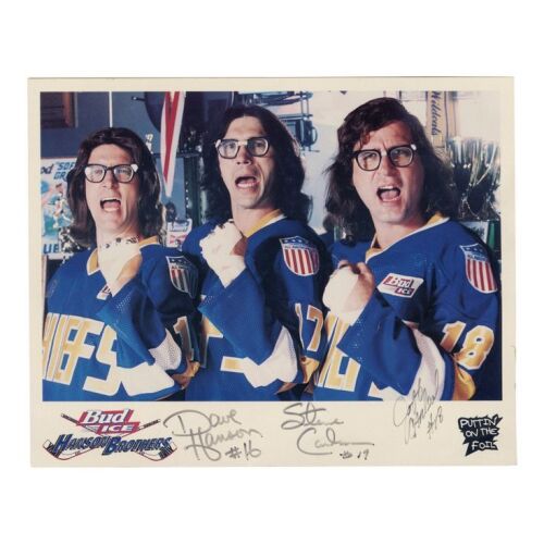 344. David Hanson, Steve Carlson, and Jeff Carlson-Autographed Bud Ice Promotional Photo ### SLAP SHOT (1977)