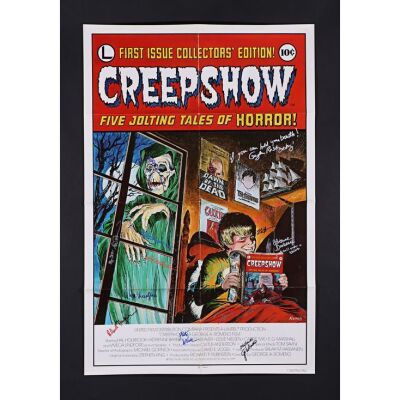 26. Leslie Nielsen, George A. Romero, Hal Holbrook, Ted Danson, Ed Harris, Adrienne Barbeau and Others Autographed US International One-Sheet, 1982 ### CREEPSHOW (1982)