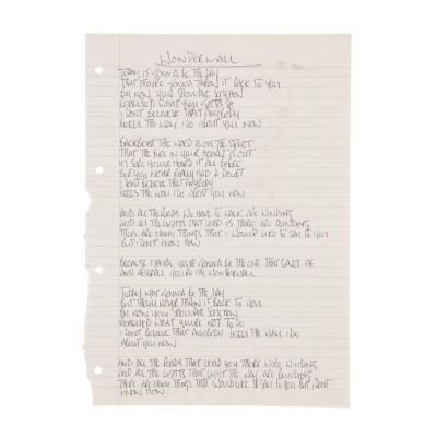 199. Noel Gallagher Handwritten ''Wonderwall'' Lyrics ### OASIS